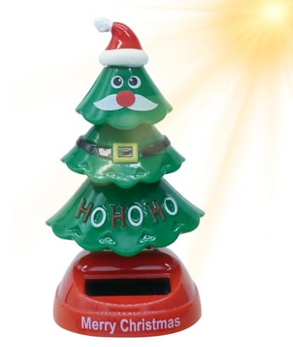 Statuette natalizie danzanti solari, albero di Natale oscillante solare, giocattolo natalizio ad energia solare, nuovo albero di Natale in movimento, albero di Natale che scuote la testa