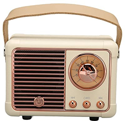 VELATEMOR Retro-Bluetooth-Lautsprecher, Tragbarer Kabelloser Lautsprecher, HiFi-Stereo, Vintage-Optik, Kleiner Retro-Lautsprecher, für Zuhause, Draußen, Schlafzimmer, Wohnzimmer, Küche