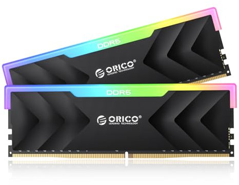 ORICO Raceline Neon DDR5 RAM 32GB (2x16GB) 7200MHz CL34, Memoria per PC Desktop, ON-Die ECC Unbuffered DIMM, Overclocking Dual Platform Intel XMP 3.0 & AMD EXPO, Nero-R500