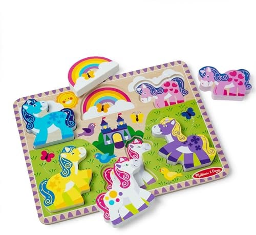 Melissa & Doug Wooden 6-Piece Unicorn and Rainbow Chunky Puzzle for Toddler Boys and Girls 2