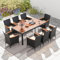 LIFEZEAL 9-teiliges Rattan Gartenmöbel Set, Sitzgruppe mit Gartentisch & 8 Stühlen, Gartenstühle mit Rückenlehne & Kissen, Essgruppe Gartengarnitur für 8 Personen, für Patio Garten (Schwarz)