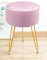 CROWNSHOP Stool Chair for Dressing Table Round Dressing Table Stool With iron Legs Vanity Stool Comfortable Padded Makeup Stool (Pink)