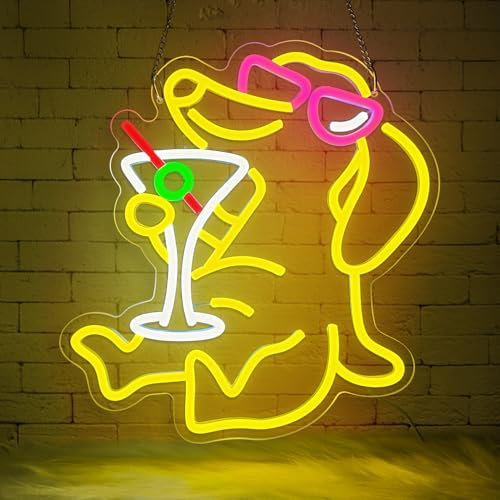 Lxmoneon Dackel Neon Schild Dachshund Trinken Led Neonschild für Bar-Dekor Hund Martini Neonlicht Dachshund Cocktail Neon Sign Bar Schild für Home Bar Club Kneipe Männerhöhle Shop Party Geschenke