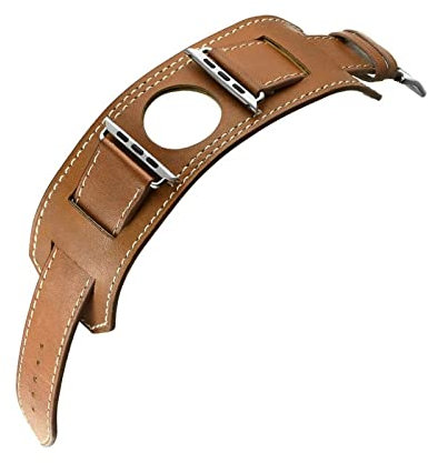 CAREG Cinturino con bracciale con bracciale in vera pelle compatibile con Apple Watch Hermes 4 44mm 40mm Iwatch Band 4 Wrist Watchband Fibbia classica in metallo Durable(Brown,40mm)
