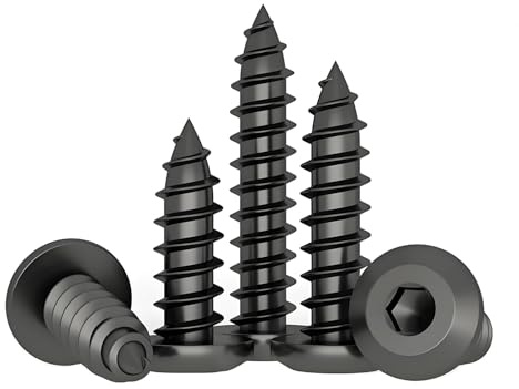 Treer 30-Stück Blechschrauben mit Innensechskant Φ8 mm aus Edelstahl A2 Schwarz, Selbstschneidende Schrauben M8 Holzschrauben (Flachkopf,M8 x 20)