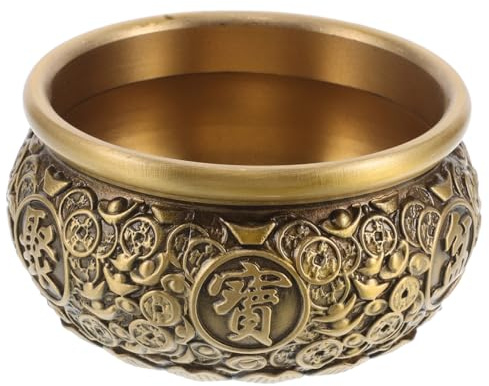 Ipetboom Vintage Kupfer Schatzschale Feng Shui Dekoration Geldbehälter Reichtumsfigur Kupferbecken für Home Office Glück und Wohlstand Tischdeko