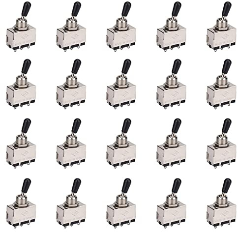 Uikdjgu Interruptor de Palanca de 3 Vías para Guitarra 20Pc, de Metal Cerrado de 3 Vías con Perilla de Punta Negra Pieza de Repuesto para Guitarra Eléctrica Estilo Lp