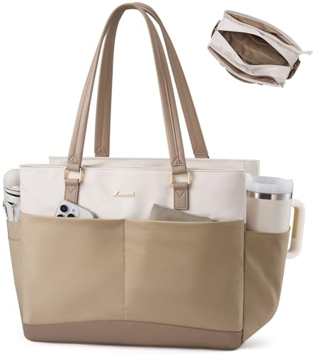 LOVEVOOK Shopper Tasche Damen 15.6 Zoll Laptop Handtasche Damen Groß Tote Bag mit Reißverschluss Arbeitstasche Lehrertasche Aktentasche Bürotasche Einkaufstasche Handbags Women für Uni Schule Business