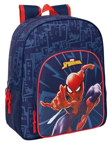 safta Spiderman Schulrucksack für Kinder, anpassbar an Kinderwagen, ideal für Kinder im Schulalter, bequem und vielseitig, Qualität und Widerstandsfähigkeit, 32 x 12 x 38 cm