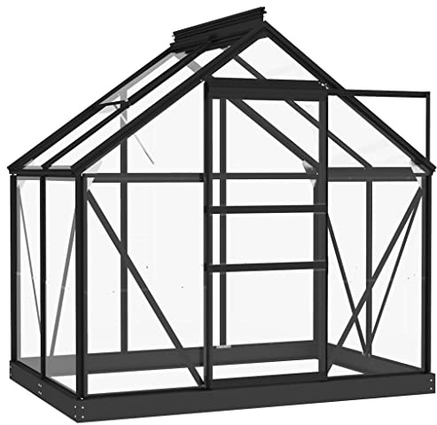 Glas Gewächshaus mit öffnendem Oberlichtern, Tomatengewächshaus für Gärten, Terrasse, Hinterhof, UV-Beständig, Anthrazit 155x103x191 cm Aluminium