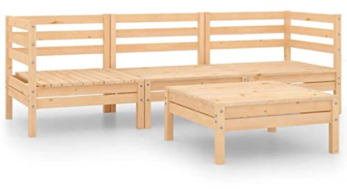 Mhdvray 4-TLG. Garten-Lounge-Set Massivholz Kiefer 63,5 cm Sofa-Eck & Tisch platzsparend für kleine Balkone und Terrassen Robustes Design für Outdoor-Nutzung