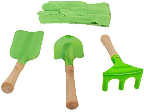PLANETE PLANTE - Juego de 3 Herramientas de jardinería para niños y Guantes - Herramientas de jardinería - 170516 - Metal - Jardín - Naturaleza - Planta - Juego para niños - A Partir de 3 años.