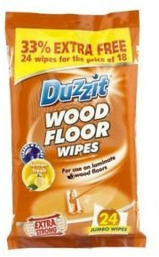Duzzit Wood Floor 24 Jumbo Wipes Cleanware Home Office Lemon Scent Fresh Laminate Shine Indoors Outdoors