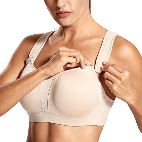 DELIMIRA Women's High Impact Full Support Underwire Padded Contour Plus Size Sports Bra Beige 40DD