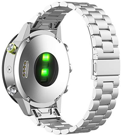 Disscool Ersatz-Armband aus Edelstahl für Garmin Forerunner 945/935/Fenix 5 Plus/Fenix 5/Quatix 5/Quatix 5 Saphir/Approach S60/Marq (Metall Silber)
