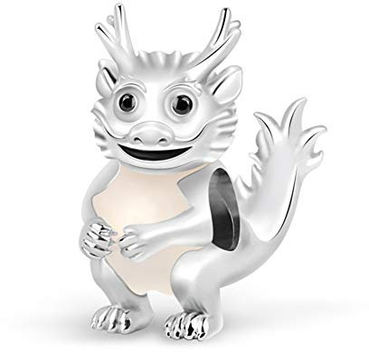 GNOCE Cartoon Drache Charm Perle 925 Sterling Silber zuverlässig ehrlich mutig und sebstbewusst Tierkreiszeichen Charm Anhänger Bestes Geburtstagsgeschenk für Sie