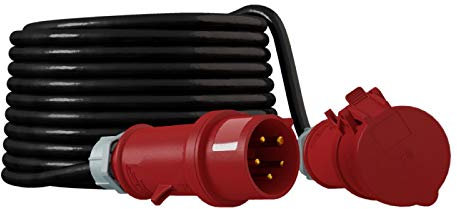 Doktorvolt Verlängerungskabel 40m Verlängerung-Stromkabel 400V für Außen Outdoor-Elektrokabel Gummikabel für Außenbereich Garten Ölbeständig 32A/5P CEE 400V/32A H07RN-F 5x4mm2 Schwarz Rot
