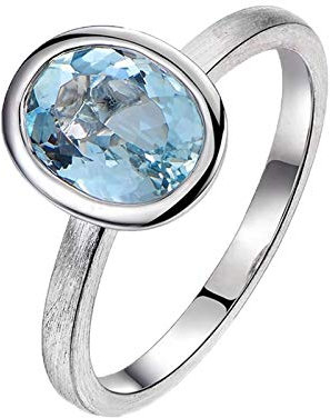 Beydodo Trauringe Weißgold 750 Echt Oval Aquamarin 1.35ct Hochzeit Ring Weißgold Verlobungsring Gr. 50 (15.9)