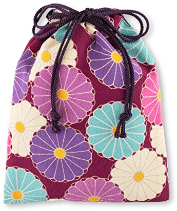[ NOREN ] Japanische Baumwollbeutel mit praktischen Zugband (KIKKA - Lira) / 100% Baumwolle Größe 25x19 cm/Geschenktüten für Schmuck Süßigkeiten Hochzeit Party Weihnachte
