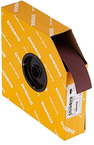 RHODIUS SPBR, 1 Stück Schleifleinen 40 mm x 25 m K180, für Metall und Holz, Schleifpapier, Handschliff, Schleifband, Schmirgelpapier, Rollenware