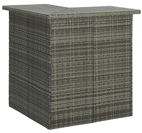 vidaXL Bartisch Ecktisch Stehtisch Tresentisch Küchentisch Bistrotisch Esstisch Bartresen Tisch Küchentresen Grau 100x50x105cm Poly Rattan