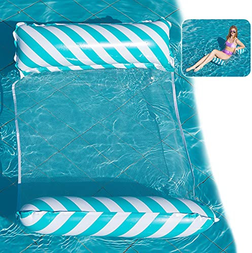 Yisscen Amaca Gonfiabile,Multifunzione Amaca Gonfiabile per Piscina,Lettino Galleggiante Amaca di Acqua,Sdraio Piscina Materassino Mare Gonfiabile per Adulti Piscina Spiaggia(Blu)