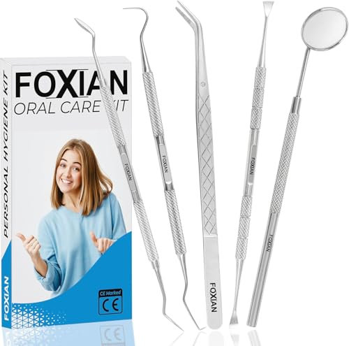 Strumenti per Pulizia Denti - Set da 5 Strumenti per Igiene Dentale e Rimozione Placca per La Pulizia Dei Denti per Tartaro Rimozione,Kit per Pulizia Sbiancamento Denti in Acciaio Inossidabile