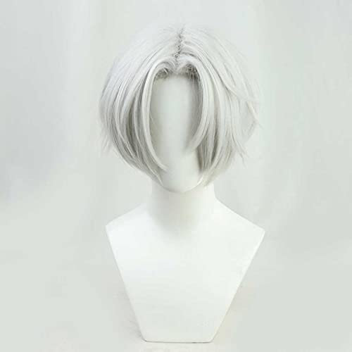 Xamic Synthetische Wig Perücke für Tokyo Revengers Izana Kurokawa, Silber, Kurz, Silbergrau, Natürlich, Halloween Kostüm Party Alltag Cosplay