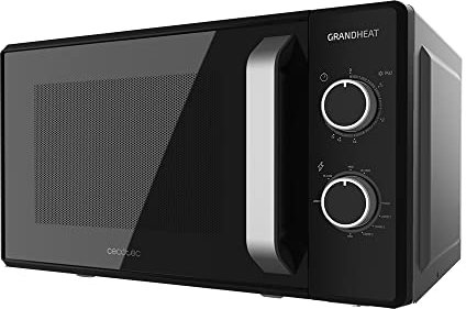 Cecotec Microondas con Grill de 20 Litros Grandheat 3150. 700 W y 1000 W Grill, 6 Niveles, Revestimiento Anti-Dirt iTech y Tecnología 3DWave, Modo Descongelación, Temporizador, Negro