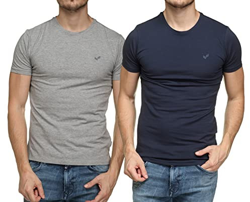 Kaporal - Coffret de 2 t-Shirts Gris et Bleu Slim Homme - Rift - S - Bleu
