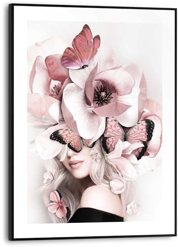 REINDERS Gerahmtes Bild, Schmetterlingsdame, Wohnzimmer, Bilder, Wanddeko, Room Decor, MDF, Rosa, 40x30cm