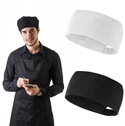 Yolev 2 Stücke Kochmütze Herren Küche Kochen Food Service Cap Verstellbare Schwarzer Hut kochmützen Food Service Cap für Koch Mütze Servieren und Andere Jobs Schwarz Damen