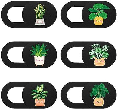 Mizi Webcam Privacy Cover Slide [6 Pezzi], Simpatico Adesivo Blocca Fotocamera, Proteggi la Tua Privacy e Sicurezza per Computer, Laptop, Tablet e Telefoni - Pianta
