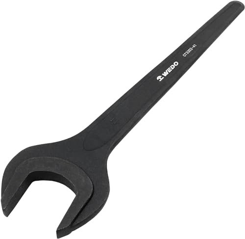 WEDO Chiave a forchetta singola con estremità aperta, chiave monouso, 40 chiavi in acciaio al cromo vanadio, inclinata aperta 34 mm, lunghezza 290 mm, nero, DIN 894, punzonata una volta