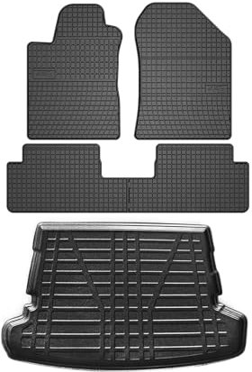 OMAC Fußmatten & Kofferraumwanne Set kompatibel mit Toyota Corolla Verso 2004-2009 Gummi 5X