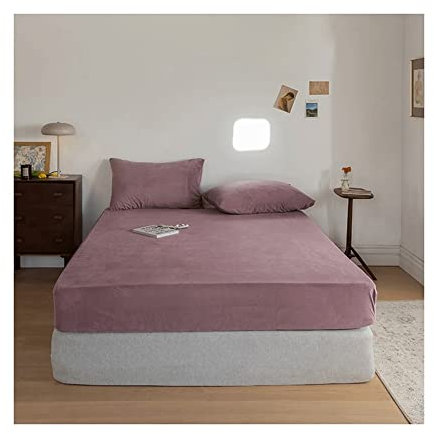 Warme Spannbettlaken Cashmere-Touch Bettlaken Microfaser Flanell Spannbetttuch Flauschiges Laken 180x200 150x200 120x200 Blau Grün Pink Lila Khaki 1 Stück (Color : Purple, Size : Fitted Sheet 180x20