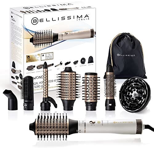 Bellissima Air Wonder 8-in-1 Hot Air Styler – Ionic Hair Dryer with 8 Versatile Attachments for Curling, Volumizing, Straightening, Smoothing, and Styling – Fast Heat-Up, 1000W Power, All Hair Types