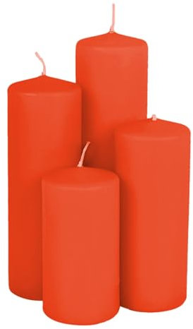 Echtwachs Stumpenkerzen Farbe 4er Set - rot - Advents Kerze in 4 verschiedenen Höhen - Weihnachten Winter Advent Laterne Windlicht Dekoration
