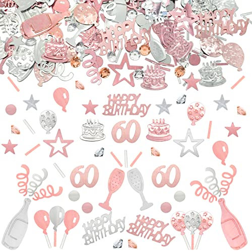 Konfetti 60 Geburtstag Deko, 60 Tischdeko Geburtstagdeko Confetti,Streudeko 60. Deko, Tischdeko 60 Geburtstags, Konfettiis Streudeko Geburtstages RoseGold,Glitzer Konfetties 60 Frauen Männer