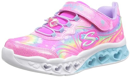Skechers Mixte Enfant Flutter Heart Lights Groovy Swirl Flat-Sheets, Rose, 32 EU