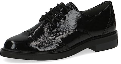 CAPRICE Damen Schnürschuhe aus Leder mit Blockabsatz, Schwarz (Black Naplak), 38.5 EU