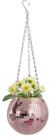 Imtrub Ball Hanging Planter - Disco Ball Flower Vase,6-inch Succulent Hanging Pot Fence For Outdoor Plants Cool Succulent Pots