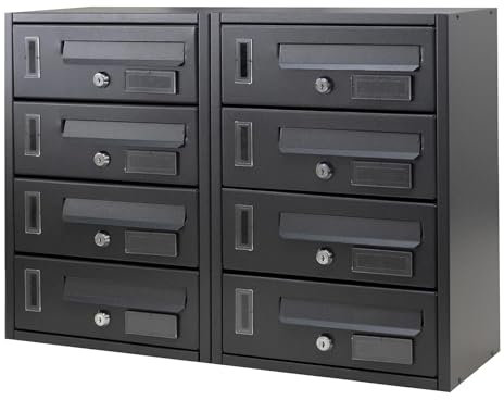 La zappa Cassetta postale condominiale da muro buca lettere componibile Made in Italy (Antracite, 8 Posti)