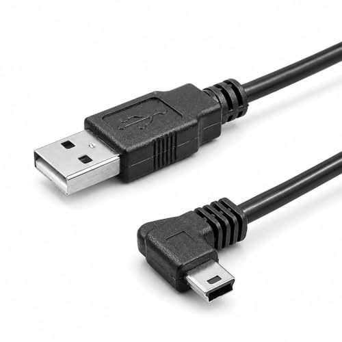 Bolwins J27S USB 2.0 auf Mini USB B 5-Pol 90 Grad Links Abgewinkeltes Kabel, Daten- und Ladekabel für Geräte mit Mini-B Anschluss, Schnelle Datenübertragung, Flexibles Design für Enge Räume