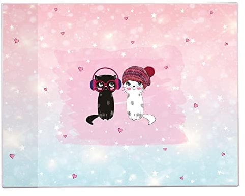 goldbuch 75 299 Schreibunterlage Music for Cats, Unterlage, Maße 49 x 38 x 0,4 cm, Schreibtischunterlage mit Zwei Katzen als Motiv, Unterlage aus Kunstdruckpapier, abwaschbar, Tischunterlage Rosa
