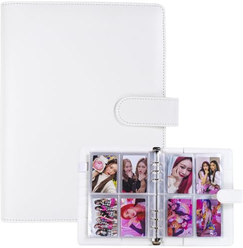 A5-Bindekarte Sammler mit 30 Pack 4-Pocket-Seiten,6 Ringbuch-Album mit 240 Kartenfächern, PU-Leder-Bindemittel mit magnetischem Schnallenverschluss zum Organisieren von Sammelkarten, K-Pop-Fotokarten