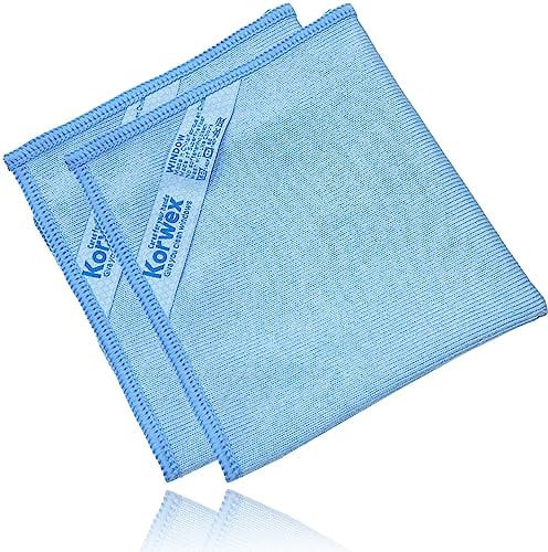 Korwex Window Cleaning Cloth, Glass Cleaning Cloth, Streak Free, Blue (Pack of 2)