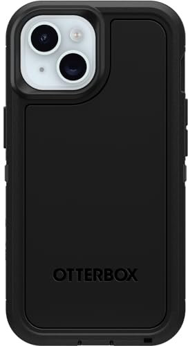 OtterBox iPhone 15, iPhone 14, and iPhone 13 Defender Series XT Case - BLACK, screenless, rugged, snaps to MagSafe, lanyard attachment