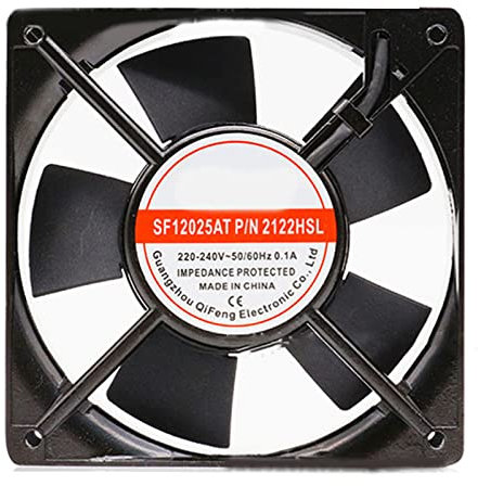 aieibuy Ventilateur d'extraction de refroidissement sans balais, Double roulements à billes, 120mm x 120mm x 25mm, 5 pouces, 220v, connexion rapide SF12025AT 2122HSL 12025