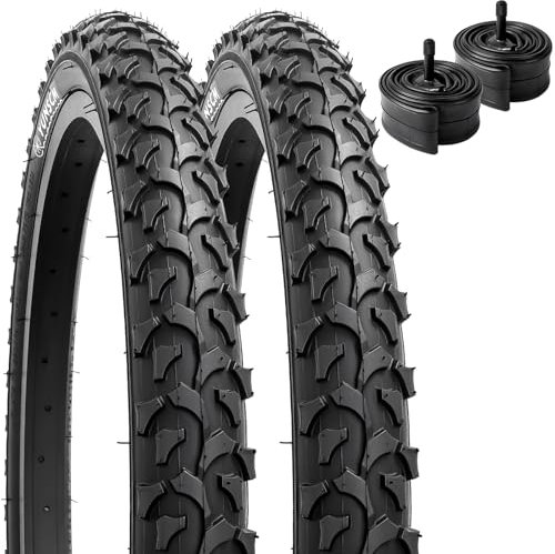 YunSCM 2Pcs Faltbar 18 Zoll Reifen 18x2.125 Mantel 57-355 Plus 2Pcs 18 Zoll Schlauch AV32mm Ventil kompatibel Mountainbikes, Rennräder, Citybikes 18x2.10 18x2.125 18x2.25 Fahrradreifen und schlauche